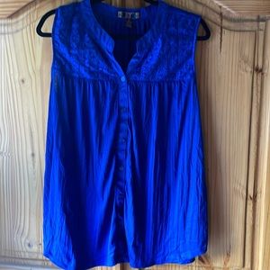 Blue Lace-topped Blouse